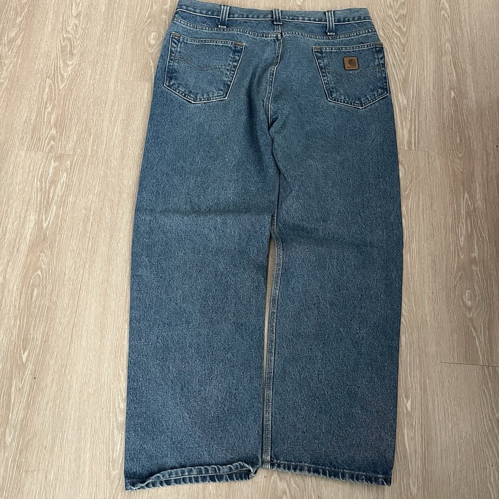 Vtg Carhartt B460 LVB Jeans Mens 36x30 Relaxed Fit Light Wash Denim Workwear
